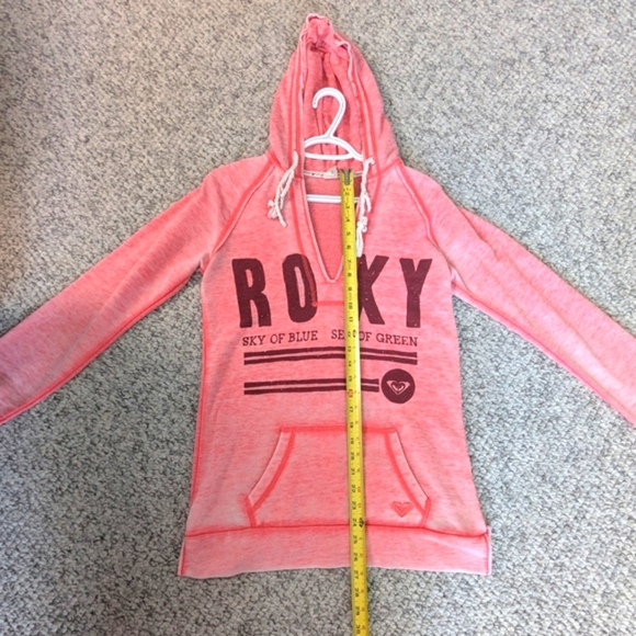 Roxy Women (Size M) Long  V-Neck Hoodie/Sweatshirt With Ravelled Drawstring Ties - Picture 8 of 16